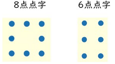 ８点点字と６点点字