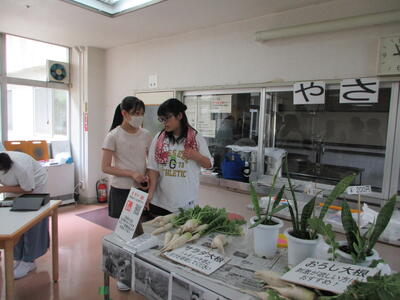 野菜の販売を行う生徒の様子